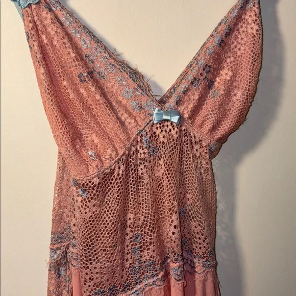 Y2K Pink & Lavender Lace /Floral Appliqué Chemise Lingerie Nightgown Size Large - Picture 7 of 17
